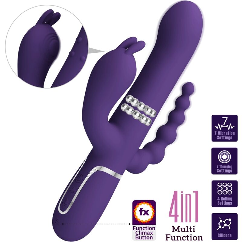 PRETTY LOVE - VIBRADOR MULTIFUNCIÓN 4 EN 1 CAMMY TRIPLE MORADO