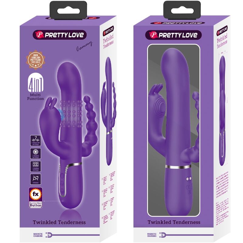 PRETTY LOVE - VIBRADOR MULTIFUNCIÓN 4 EN 1 CAMMY TRIPLE MORADO