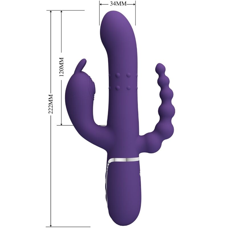 PRETTY LOVE - VIBRADOR MULTIFUNCIÓN 4 EN 1 CAMMY TRIPLE MORADO