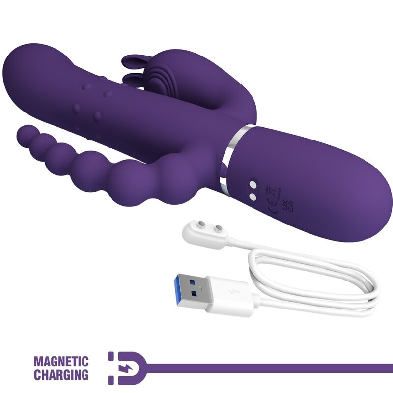 PRETTY LOVE - VIBRADOR MULTIFUNCIÓN 4 EN 1 CAMMY TRIPLE MORADO