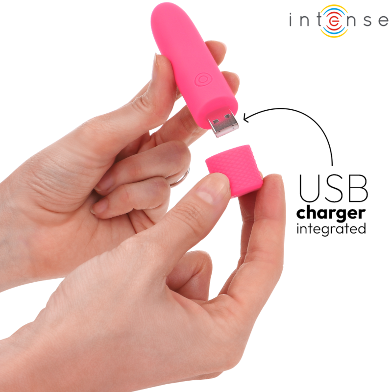 INTENSE - BALA VIBRADORA RECARGABLE USB SYMONE 8 VIBRACIONES ROSA 10 X 2,2 CM