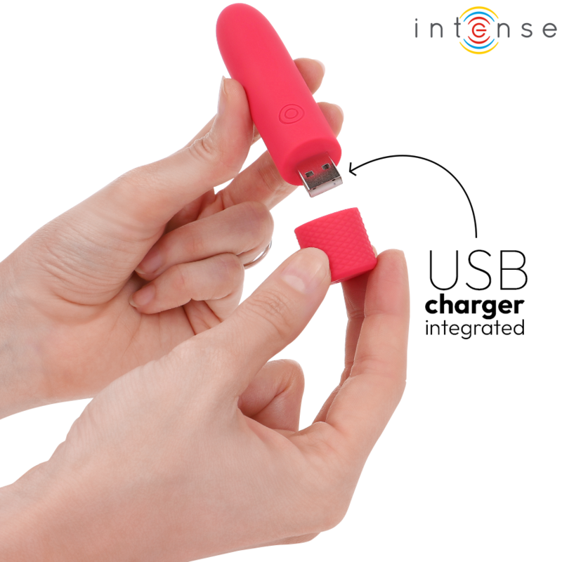 INTENSE - BALA VIBRADORA RECARGABLE USB SYMONE 8 VIBRACIONES ROJA 10 X 2,2 CM
