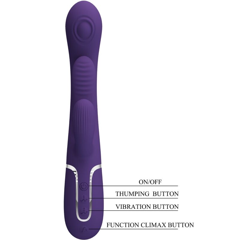 PRETTY LOVE - VIBRADOR MULTIFUNCIONAL SHANIA TRIPLE RABBIT PÚRPURA