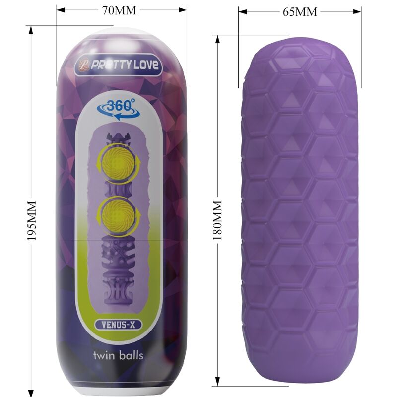 PRETTY LOVE - PURPLE TWIN BALLS MALE MASTURBATOR