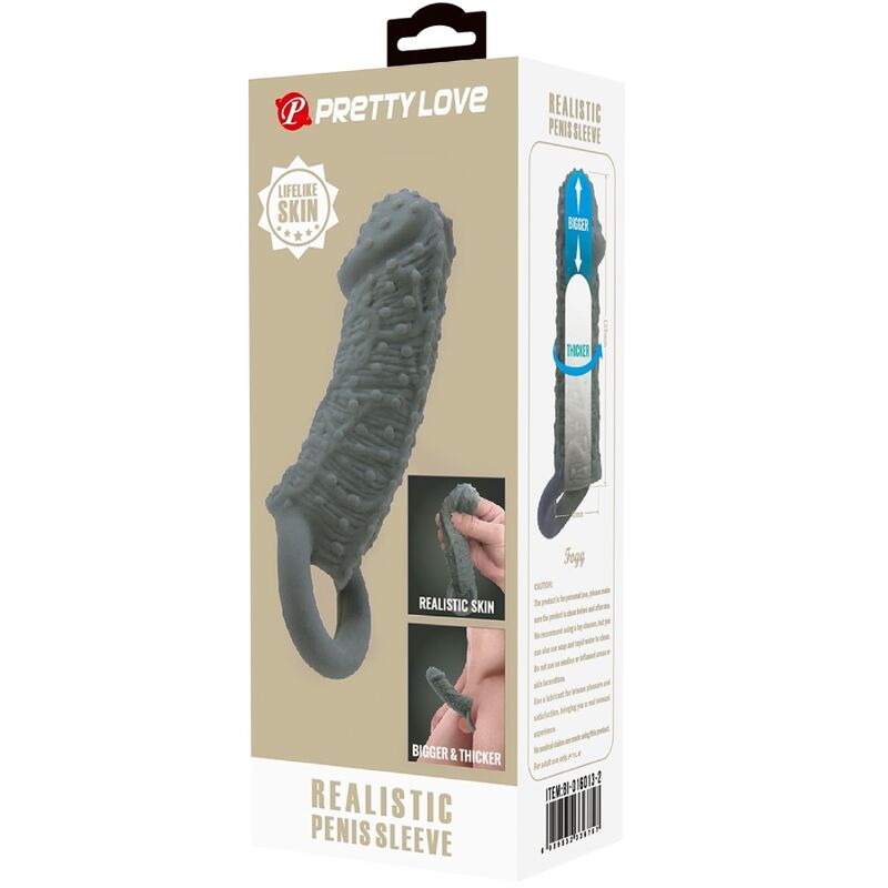 PRETTY LOVE - FUNDA REALISTA PARA AMPLIACIÓN Y RETARDAMIENTO DE PENE MODELO 2 GRIS