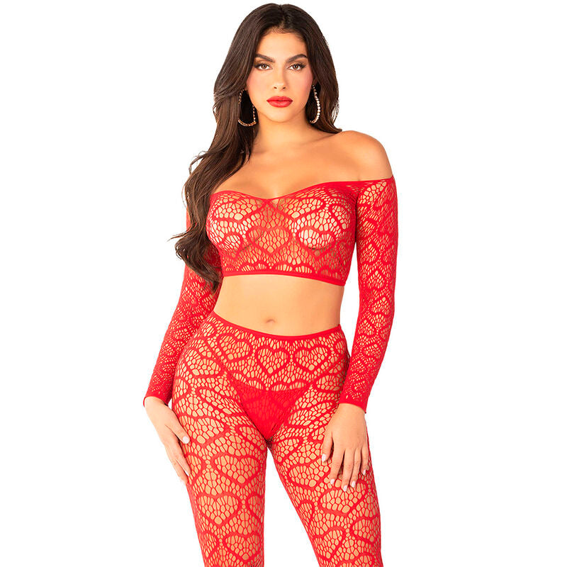LEG AVENUE - CROP TOP + CALCETINES ROJOS TALLA ÚNICA