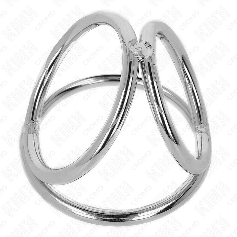 KINK - ANILLO PARA PENE TRIPLE DE METAL CROMADO DE 3,8 CM A 5 CM MODELO 2