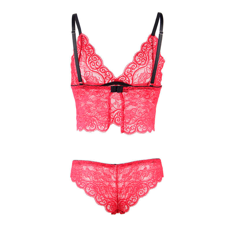 SUBBLIME - 953898 CAMISÓN DE SEDA Y ENCAJE + BRAGUITA ROJA S/M