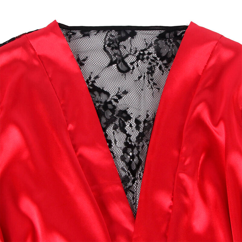 SUBBLIME - 954017 MANGA DE ENCAJE TRANSPARENTE EN LA ESPALDA + TANGA ROJA/NEGRA S/M