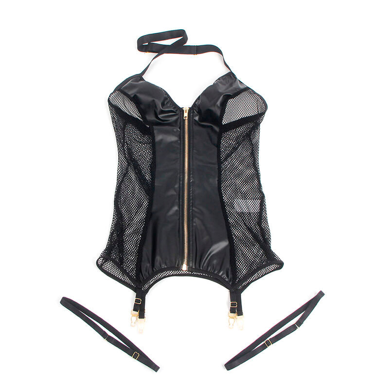 SUBBLIME - 954451 VESTIDO SEXY DE MALLA DE CUERO NEGRO L/XL