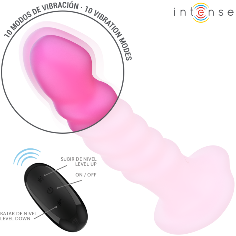 INTENSE - VIBRADOR CINDY TALLA L DISEÑO ESPIRAL 10 VIBRACIONES CONTROL REMOTO ROSA