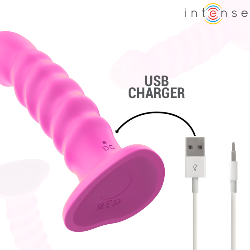 INTENSE - VIBRADOR CINDY TALLA L DISEÑO ESPIRAL 10 VIBRACIONES CONTROL REMOTO ROSA