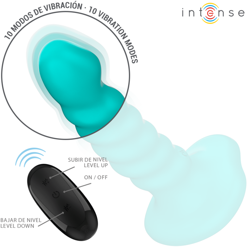 INTENSE - VIBRADOR BUFFY TALLA S DISEÑO ESPIRAL 10 VIBRACIONES CONTROL REMOTO AZUL