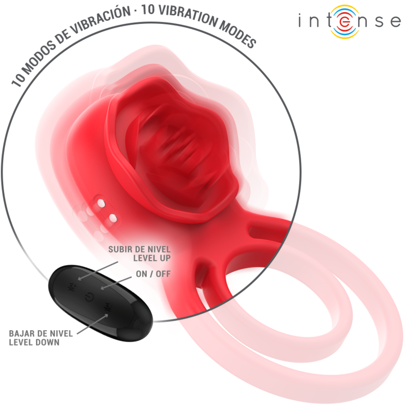 INTENSO - ESTIMULADOR GAIL ROSA 10 VIBRACIONES CONTROL REMOTO ROJO
