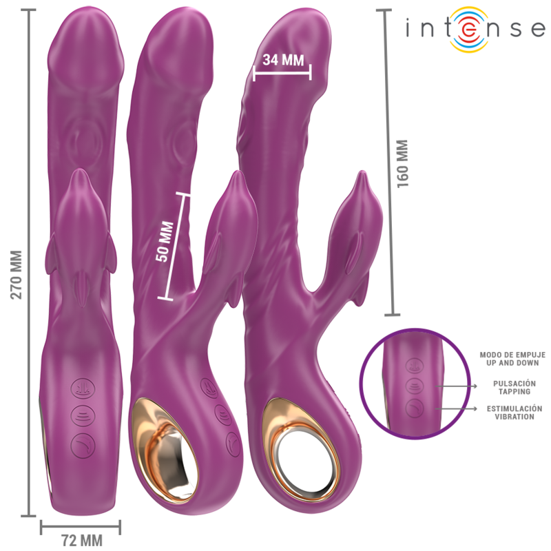 INTENSE - VIBRADOR MULTIFUNCIONAL HALLE CON LENGUA ESTIMULANTE DELFÍN MORADO