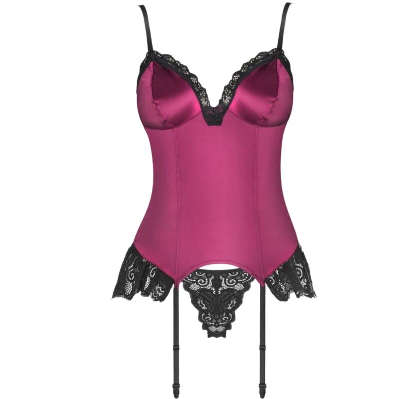 LIVCO CORSETTI FASHION - AGRAFENA CF 90436 CORSÉ + TANGA BURDEOS L/XL