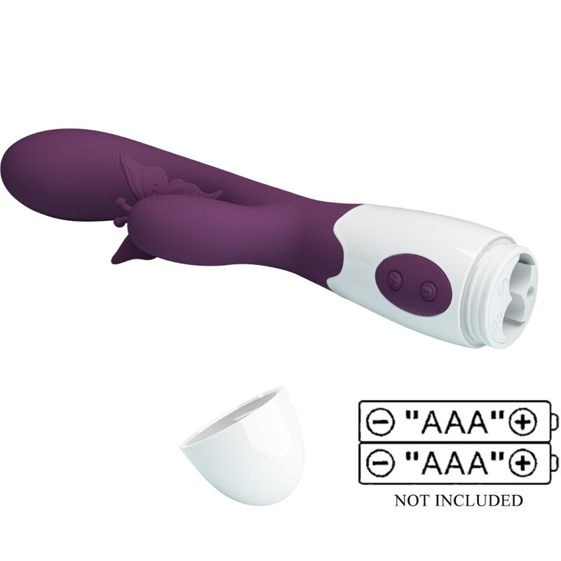 PRETTY LOVE - VIBRADOR CONEJITO BUTTERFLY KISS Y ESTIMULADOR DEL PUNTO G MORADO