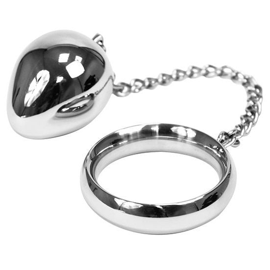 ANILLO PARA PENE DE METAL DURO DE 45MM + CADENA CON BOLA DE METAL