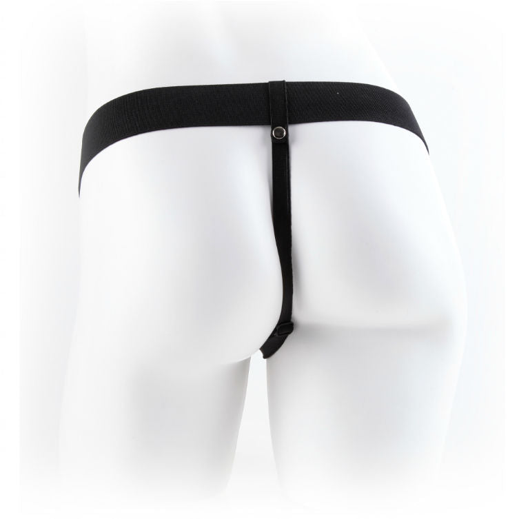 SERIE FETISH FANTASY - 7 STRAP-ON HUECO CON BOLAS DE CARNE DE 17,8 CM