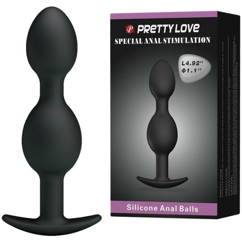 PRETTY LOVE - BOLAS ANALES DE SILICONA NEGRAS DE 12,5 CM
