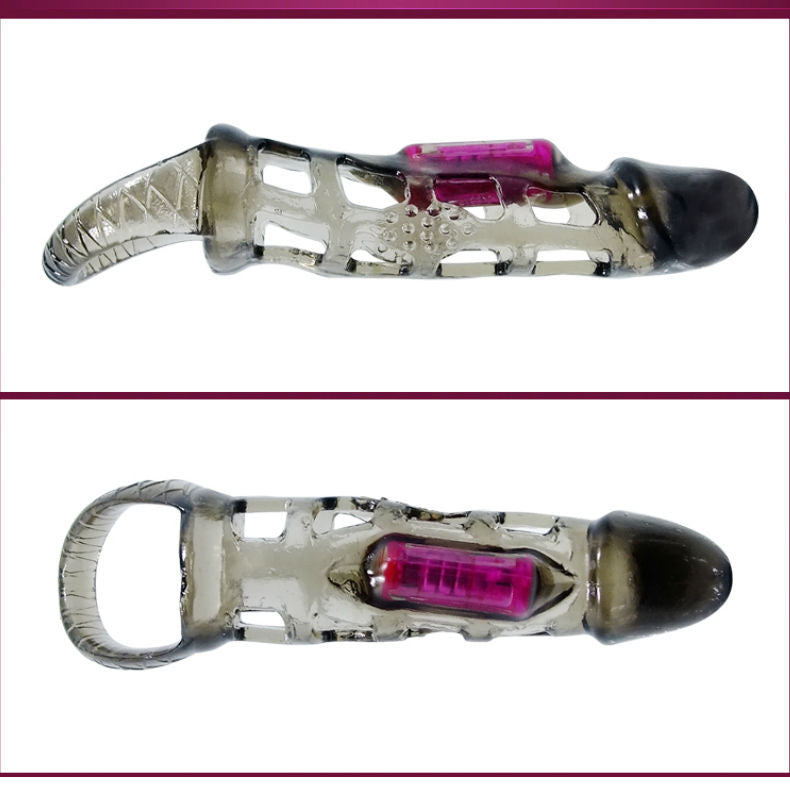 BAILE - FUNDA EXTENSIONADORA DE PENE CON VIBRADOR Y MANGO DE 13,5 CM