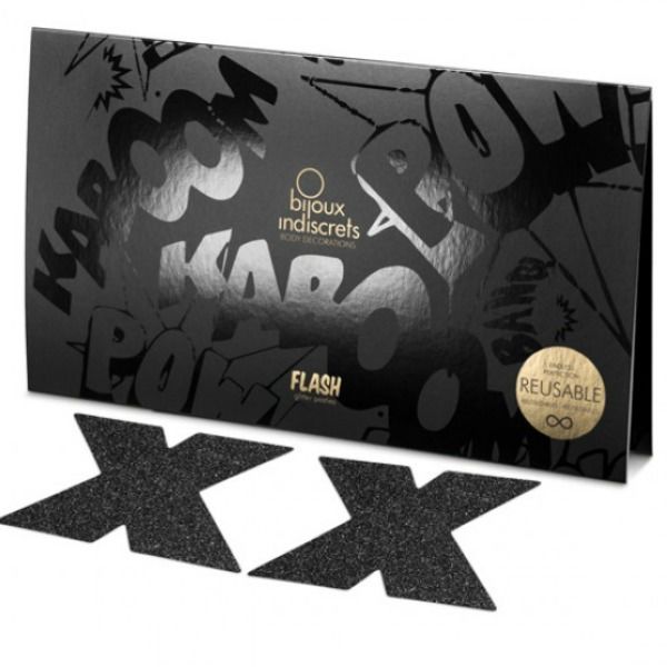 JOYERÍA - TAPONES PARA PEZONES INDISCRETS FLASH CROSS NEGRO