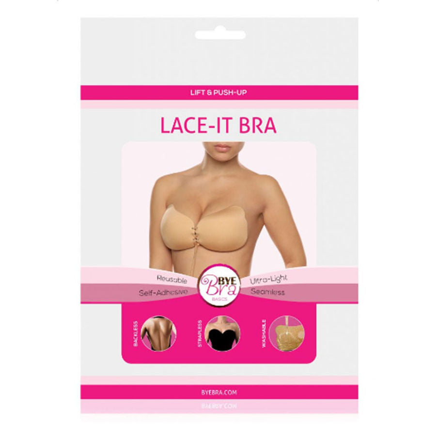 BYE-BRA - Sujetador push-up con encaje, copa beige