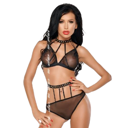 ME-SEDUCE - CONJUNTO DE DOS PIEZAS DOTTY NEGRO L/XL