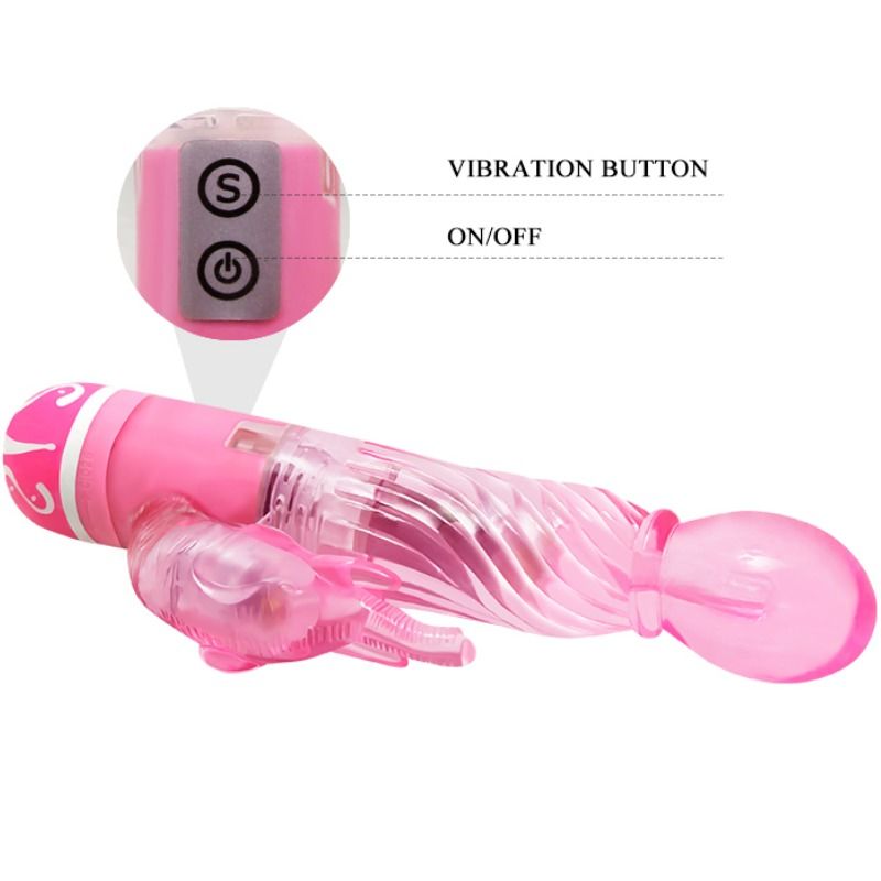 VIBRADOR MULTIVELOCIDAD CON ESTIMULADOR ROSA