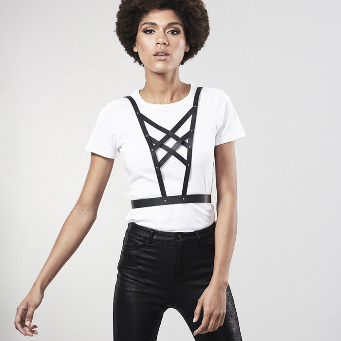 JOYERÍA - ARNÉS DE ESCOTE CRUZADO INDISCRETS MAZE - NEGRO