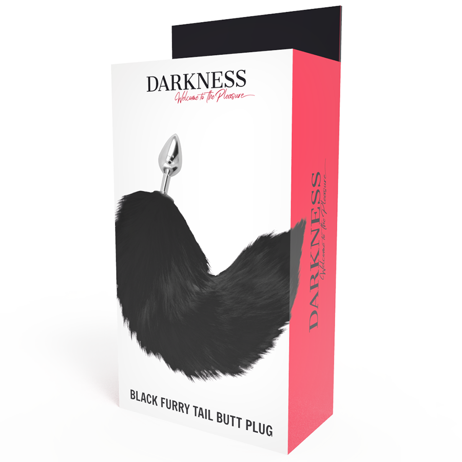 DARKNESS - PLUG ANAL PLATA DE 8 CM CON COLA NEGRA