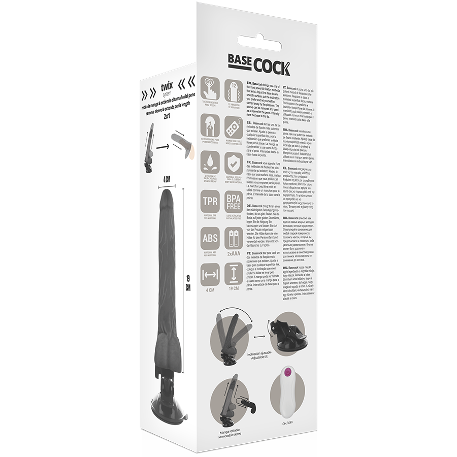 BASECOCK - REALISTIC NATURAL REMOTE CONTROL VIBRATOR 19 CM -O- 4 CM
