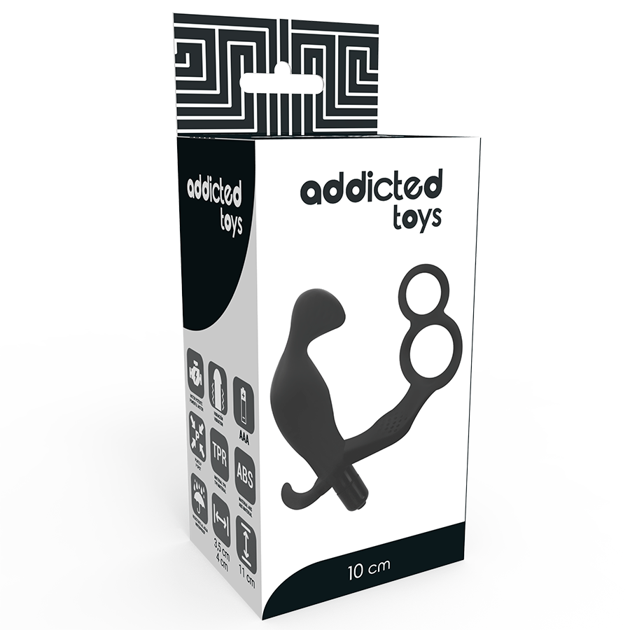 JUGUETES ADICTIVOS - PLUG ANAL CON DOBLE ANILLO PARA EL PENE Y TESTICULOS NEGROS