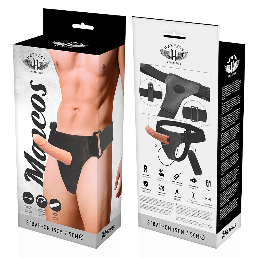 ARNÉS ATRACCIÓN - RNES ESTRUCTURAS HUECAS CON VIBRADOR 15 CM -O- 5 CM