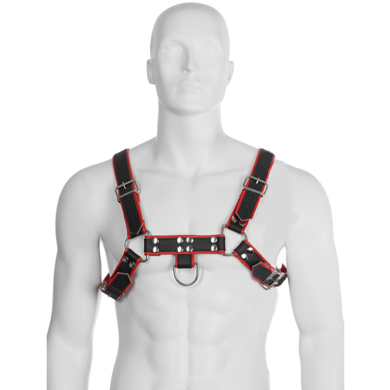 CUERPO DE CUERO - ARNÉS NEGRO/ROJO III
