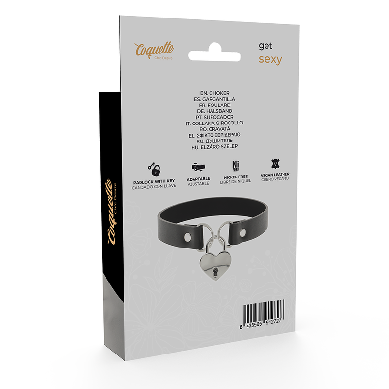 COQUETTE CHIC DESIRE - COLLAR DE CUERO VEGANO CON ACCESORIO DE LLAVE DE CORAZÓN