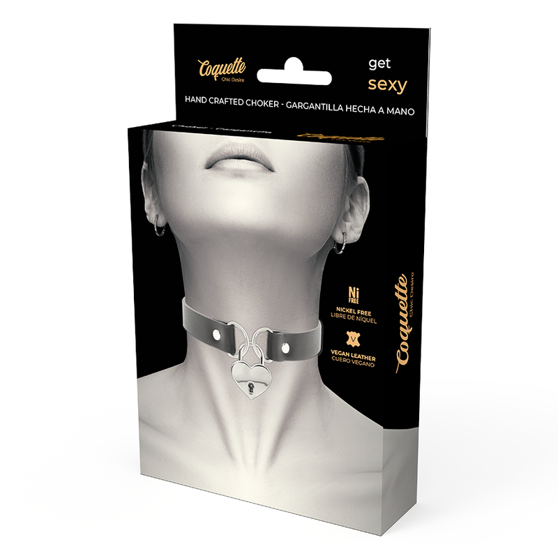COQUETTE CHIC DESIRE - COLLAR DE CUERO VEGANO CON ACCESORIO DE LLAVE DE CORAZÓN
