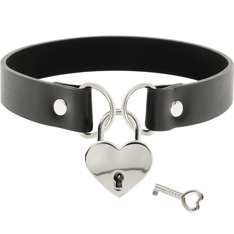 COQUETTE CHIC DESIRE - COLLAR DE CUERO VEGANO CON ACCESORIO DE LLAVE DE CORAZÓN