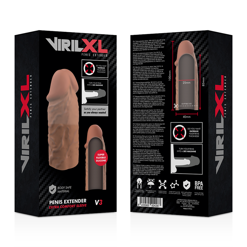 VIRILXL - EXTENSIÓN PARA EL PENE DE SILICONA LÍQUIDA V3 MARRÓN