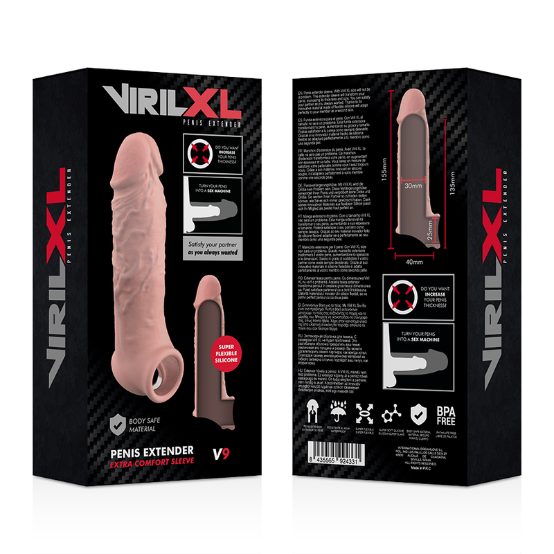 VIRILXL - V9 EXTENSIÓN DE PENE NATURAL DE SILICONA LÍQUIDA